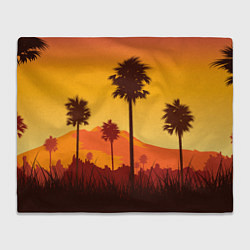 Плед флисовый Лето, Пальмы, вечер, цвет: 3D-велсофт