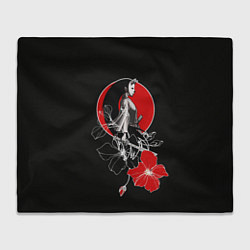 Плед флисовый Девушка-кошка-самурай, цвет: 3D-велсофт