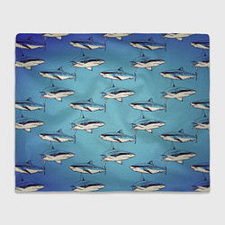 Плед флисовый Акулы Паттерн, цвет: 3D-велсофт