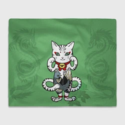 Плед флисовый ЯПОНСКИЙ КОТ JAPANESE CAT Z, цвет: 3D-велсофт