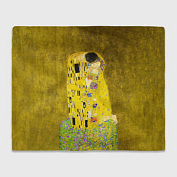 Плед флисовый Влюблённые поцелуй художник Климт, цвет: 3D-велсофт