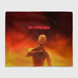 Плед флисовый Сайтама в огне One Punch-Man, цвет: 3D-велсофт