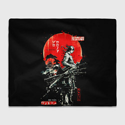 Плед флисовый Ван пис зоро самурай на черном фоне, цвет: 3D-велсофт