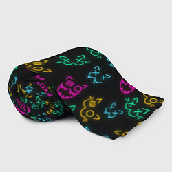 Плед флисовый НЕОНОВЫЕ КОТИКИ NEON FACES CATS, цвет: 3D-велсофт — фото 2