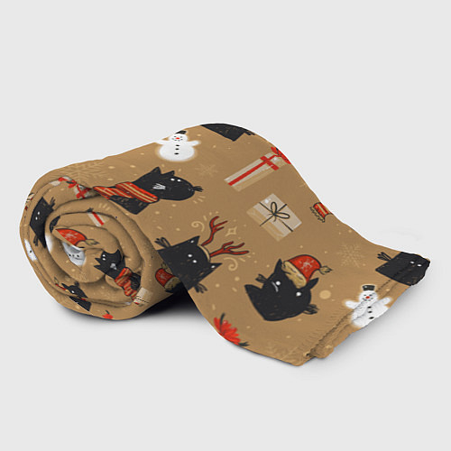 Плед Черные новогодние коты / 3D-Велсофт – фото 2