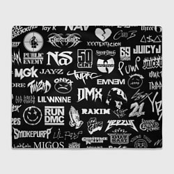 Плед флисовый RAP & HIP HOP LOGOS, цвет: 3D-велсофт
