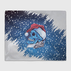 Плед флисовый Merry Christmas Счастливого Рождества Skull, цвет: 3D-велсофт