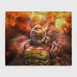 Плед флисовый DoomGuy in Fire Doom, цвет: 3D-велсофт