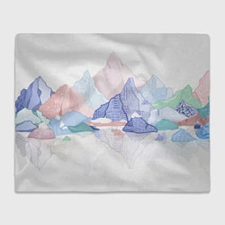 Плед флисовый Разноцветные пастельные оттенки гор в отражении во, цвет: 3D-велсофт