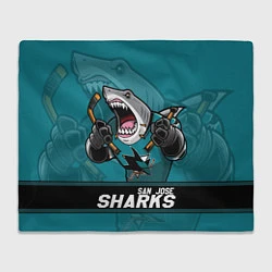 Плед флисовый San Jose Sharks, Сан Хосе Шаркс, цвет: 3D-велсофт