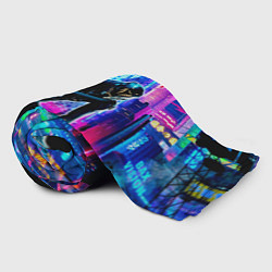 Плед флисовый Ghostrunner Neon City, цвет: 3D-велсофт — фото 2