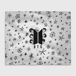 Плед флисовый ЛОГОТИП БТС LOGO BTS, цвет: 3D-велсофт