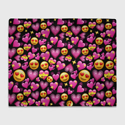Плед флисовый Эмодзи сердечки, цвет: 3D-велсофт