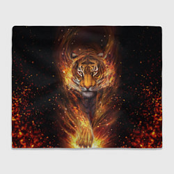 Плед флисовый Огненный тигр Сила огня, цвет: 3D-велсофт