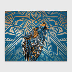 Плед флисовый Синий волк в графике, цвет: 3D-велсофт
