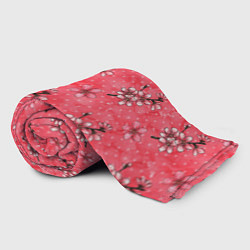Плед флисовый Сакура красная, цвет: 3D-велсофт — фото 2