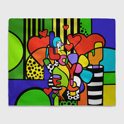 Плед флисовый Romero Britto - love you, цвет: 3D-велсофт