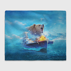 Плед флисовый Медведь ВМФ, цвет: 3D-велсофт
