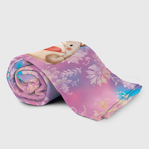 Плед Мишка с валентинкой 14 февраля / 3D-Велсофт – фото 2