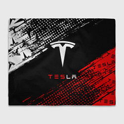 Плед флисовый Tesla - Logo Pattern, цвет: 3D-велсофт