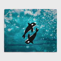 Плед флисовый Кит косатка в океане, цвет: 3D-велсофт