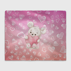 Плед флисовый Милый мишка в сердечках, цвет: 3D-велсофт