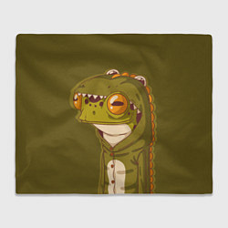 Плед флисовый Лягуха в костюме динозавра, цвет: 3D-велсофт