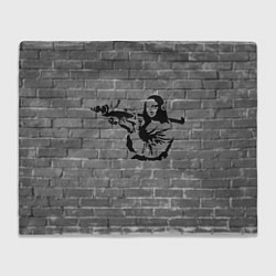 Плед флисовый Мона Лиза Бэнкси Banksy, цвет: 3D-велсофт