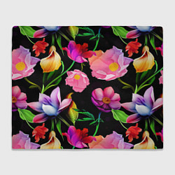 Плед флисовый Цветочный узор Floral pattern, цвет: 3D-велсофт