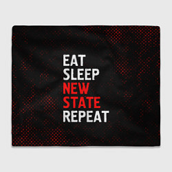 Плед флисовый Eat Sleep New State Repeat - Потертости, цвет: 3D-велсофт