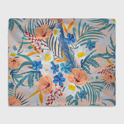 Плед флисовый Цветы Яркие Тропические, цвет: 3D-велсофт