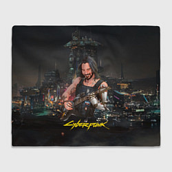 Плед флисовый Johnny в гитарой Джонни Cyberpunk2077, цвет: 3D-велсофт