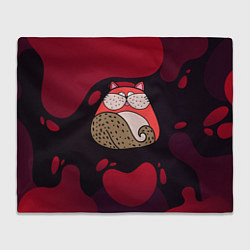 Плед флисовый Красный абстрактный кот, цвет: 3D-велсофт