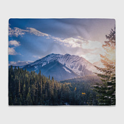 Плед флисовый Горы Лес Солнце, цвет: 3D-велсофт