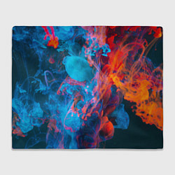 Плед флисовый Красный и синий абстрактный дым, цвет: 3D-велсофт