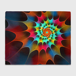 Плед флисовый Красочная неоновая спираль Colorful neon spiral, цвет: 3D-велсофт