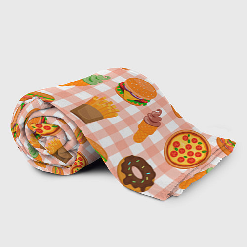 Плед PIZZA DONUT BURGER FRIES ICE CREAM pattern / 3D-Велсофт – фото 2