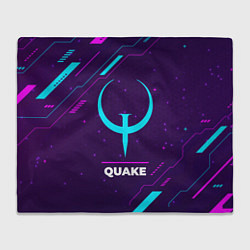 Плед флисовый Символ Quake в неоновых цветах на темном фоне, цвет: 3D-велсофт