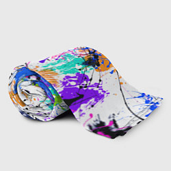 Плед флисовый Брызги и мазки разноцветных красок на белом фоне, цвет: 3D-велсофт — фото 2