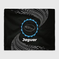 Плед флисовый Jaguar в стиле Top Gear со следами шин на фоне, цвет: 3D-велсофт