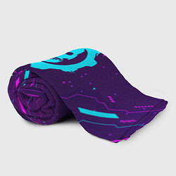 Плед флисовый Символ Gears of War в неоновых цветах на темном фо, цвет: 3D-велсофт — фото 2