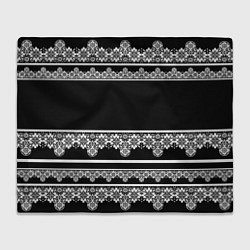 Плед флисовый Белое кружево на черном фоне lace, цвет: 3D-велсофт