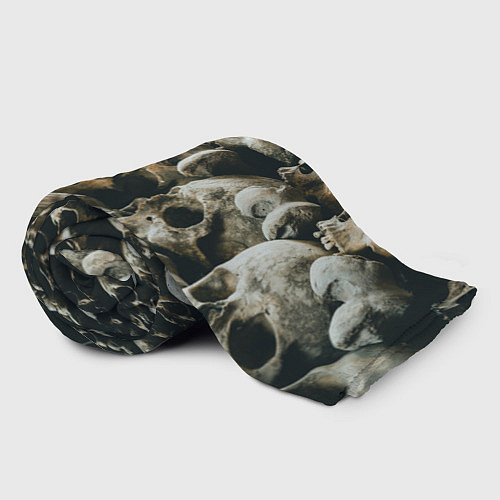 Плед Множество черепов во тьме - Жёлтый / 3D-Велсофт – фото 2