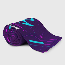 Плед флисовый Символ Hitman в неоновых цветах на темном фоне, цвет: 3D-велсофт — фото 2