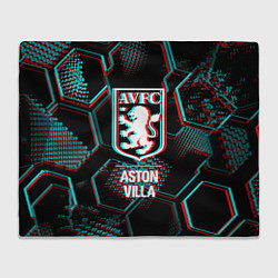 Плед флисовый Aston Villa FC в стиле Glitch на темном фоне, цвет: 3D-велсофт