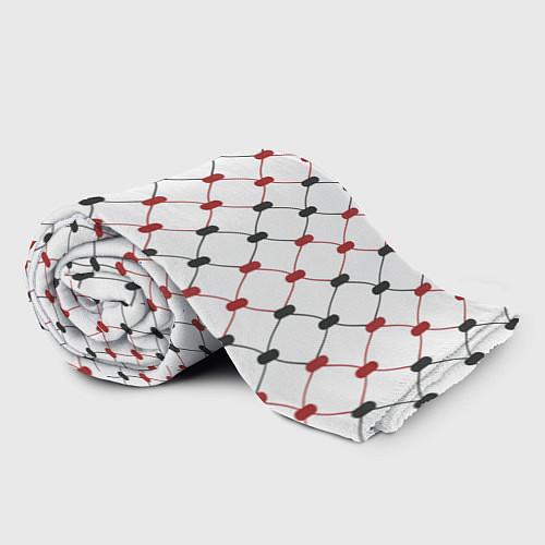 Плед Куфия - чёрно-красный узор в арабском стиле куфия / 3D-Велсофт – фото 2