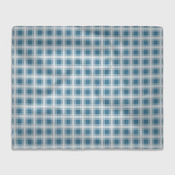 Плед флисовый Бело-голубой клетчатый узор, цвет: 3D-велсофт