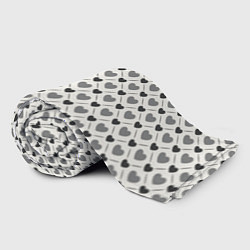 Плед флисовый Сердечки черно-белые паттерн, цвет: 3D-велсофт — фото 2