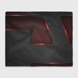Плед флисовый Объемная красная сетка на черной пластине, цвет: 3D-велсофт
