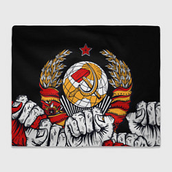 Плед флисовый Герб СССР на черном фоне, цвет: 3D-велсофт